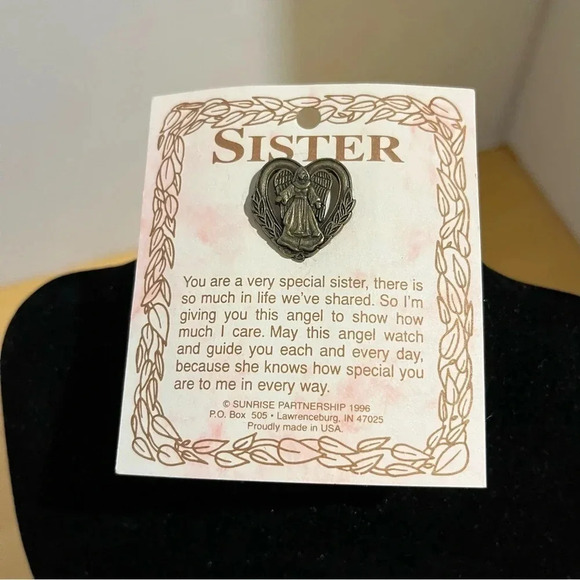 Jewelry - 1996 SISTER Heart Angel Pinback Pin Classic Vintage NEW Made In USA
